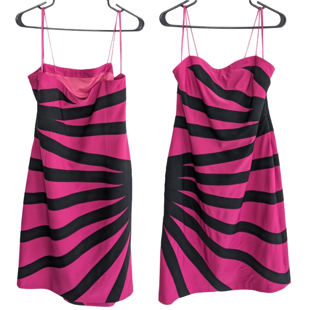 Gilani Women's‎ Size 14 Magenta Black Starburst Pattern Bodycon Dress